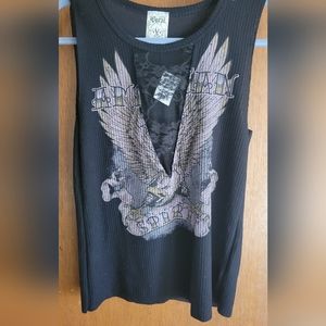 NWT Vocal Size Small Semi-sheer Sleeveless Eagle Graphic Top
